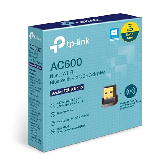 TP-Link Archer T2UB Nano AC600 USB 2.0 Wi-Fi Bluetooth 4.2 USB Adapter - USB ADAPTER WIFI by Tp-Link